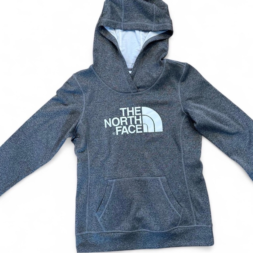The North Face Grey & White logo Pullover Hoodie with Pocket size Medium Womens - Picture 2 of 7